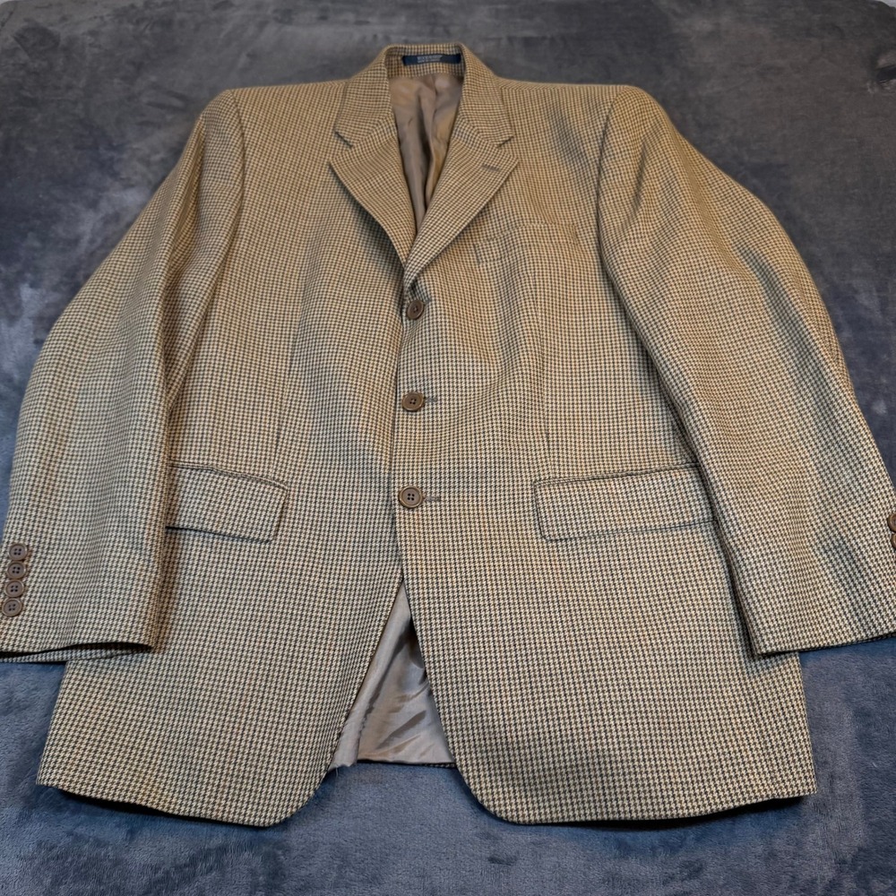 Woodward Marshall Fields Sport Coat Mens 41 Regular Brown Silk Wool Houndstooth